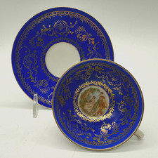 Bremer Schmidt demitasse Bremer & Schmidt Cobalt Blue & Gold Cameo Demitasse Cup & Saucer — listing 4