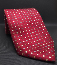 Victor Laurent Navy Silk Tie with Red & Gold Foulard Print — listing 2