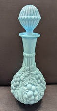 Blue Milk Glass Covered Candy Dish with Acorn Finial and Beaded Rim, Footed No marks visible — listing 6