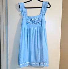 Altar'd State Dusty Blue Embroidered Tassel-Tie Sleeveless Tunic Mini Dress, Size Small — listing 5
