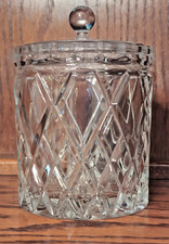 Gorham Lead Crystal Covered Biscuit Barrel / Candy Jar with Diamond & Fan Cut Pattern — listing 5