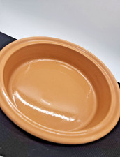 Vintage Terracotta Cobalt Blue Glazed Round Baking Dish / Pie Plate — listing 3