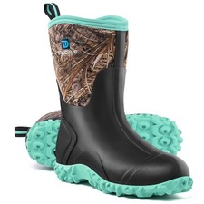 Trudave Women's Mid-Calf Neoprene Rubber Hunting Boots Camo/Teal — listing 2