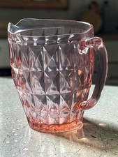 Pink Depression Glass Console Bowl in Windsor Diamond Pattern with Ruffled Rim — listing 5