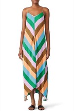 Tibi Striped Long Sleeve Open Back Rugby Dress, Size S
