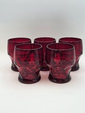 Ruby Red Glass Pitcher and Two Tumblers Set, Thumbprint/Georgian Pattern — listing 5