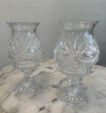 Cut Crystal Two-Piece Hurricane Lamp (Candle Holder Base with Shade)