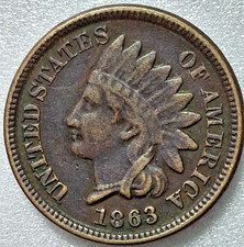 1863 Indian Head Cent (Copper-Nickel), Type 2 with Oak Wreath and Shield Reverse — listing 2