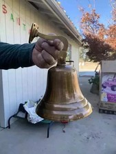 Vintage Brass Hand Bell with Clapper (interior view, maker unknown) — listing 3