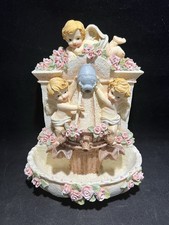 Cast Resin Cherub Tabletop Fountain with Shell Basin and Putti Figures