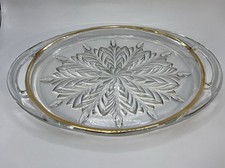 Jeannette Glass Feather Pattern 5-Part Oval Relish Tray with Gold Trim — listing 3