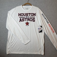 Under Armour HeatGear Women's Houston Astros Retro Logo Raglan 3/4 Sleeve Tee, Gray & Orange, Size L — listing 4