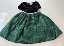 Blueberi Boulevard Girls' Black Velvet Dress with Red Rose Embroidery — listing 4