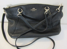 Coach Kelsey Satchel in Black Pebble Leather with Floral Rivets, 2-Way Handbag/Crossbody — listing 6