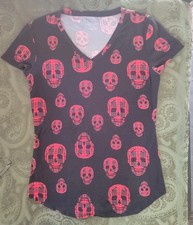 No Boundaries Red Tartan Plaid Short Sleeve Scoop Neck Tee, Size L/G (11-13)