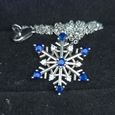 Silver-Tone Snowflake Pendant Necklace with Rhinestone Center and Ball Accents