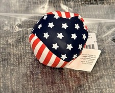 Patriotic Bean Bag Teddy Bear with American Flag Hat and Chest Patch