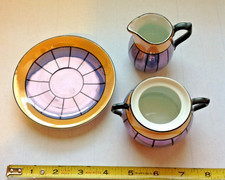 Vintage Pearl Lusterware Creamer and Open Sugar Bowl Set with Gold Trim, Maker Unknown — listing 2