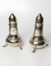 Pair of Silver Plate Open Salt Cellars with Matching Salt Spoons
