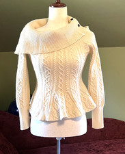 Vintage Nicole San Francisco Ribbed Knit Sweater, Light Blue