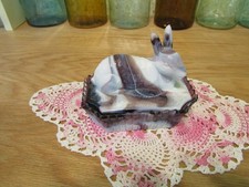 Westmoreland Blue Glass Rabbit on Nest Covered Dish (4.5 inch)
