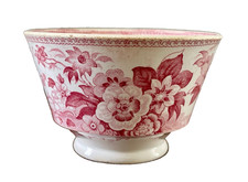 Vintage Red/Pink Transferware Teacup with Pastoral Scene — listing 5
