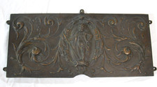 Antique Cast Iron Fireplace Summer Cover / Fireback with Flaming Torch Urn and Laurel Motif No visible marks