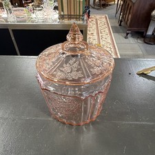 Pink Depression Glass Square Luncheon Plate, Mayfair 'Open Rose' Pattern — listing 6