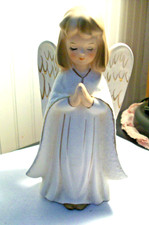 Vintage Ceramic Praying Angel Figurine with Pink Robe and Iridescent Wings — listing 6