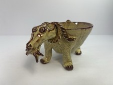 Ceramic Bowl with Silhouette Hippopotamus/Animal Head Design in Brown and Cream — listing 3