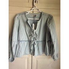 Velvet Heart Chambray Denim Shirt Dress with Belt, Size M — listing 2
