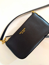 Black Saffiano Leather Flap Wallet-on-Chain Crossbody Bag with Silver Hardware — listing 5
