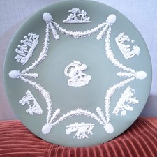 Wedgwood Sage Green Jasperware Footed Vase with Classical Figures, 14cm — listing 3