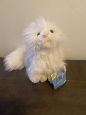 White Long-Haired Plush Persian Cat with Red Heart Nose and Ribbon Bow — listing 4