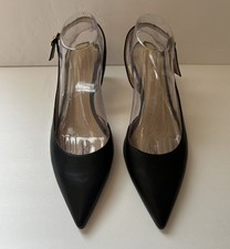 Stuart Weitzman Tweed & Leather T-Strap Slingback Heels