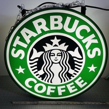 Starbucks Coffee Illuminated Round Wall Sign, Pre-2011 Siren Logo, Light-Up Store Display — listing 5