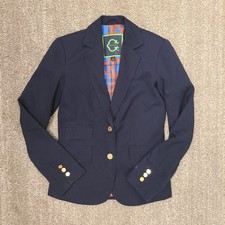 C. Wonder Navy & Green Tartan Plaid Wool Blend Blazer with Gold Buttons, Size 12 — listing 6