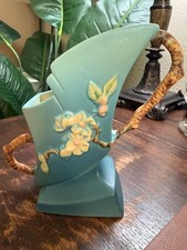 Roseville Pottery Apple Blossom Blue Two-Handled Jardiniere — listing 3