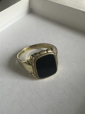 Vintage Stevens & Son Jewellers Black Leather Hinged Ring/Jewelry Presentation Box with Gilt Tooling