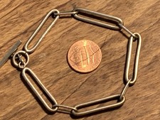 sterling modernist Modernist Sterling Silver Wide Link Bracelet with Overlapping Disc Design — listing 2