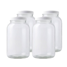 Large Clear Glass Storage Jar with Screw-On Metal Lid (Gallon-Size Cracker/Pantry Jar)