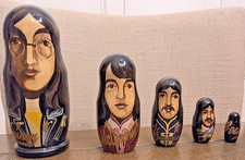 Beatles Hand-Painted Russian Matryoshka Nesting Doll Set of 5 (Lennon, McCartney, Harrison, Starr, Guitar) — listing 2