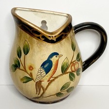 Vintage Chalkware Wall Pocket Vase with Hunting Scene Relief — listing 5