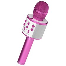 Wireless Bluetooth Karaoke Microphone with Built-in Speaker (Black) Yes - on the mic/box — listing 5