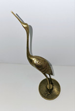 Vintage Mid-Century Brass Crane / Heron Bird Figurine on Domed Base — listing 4