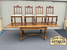 Antique Oak Dining Table with Carved Fluted Legs and Claw Feet — listing 4