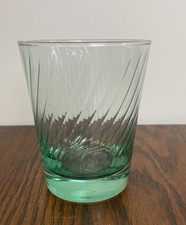 Vintage Hand-Blown Green Optic Swirl Glass Bulbous Vase with Ruffled Rim — listing 5