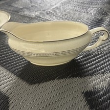 Pope-Gosser China Gravy Boat with Underplate and Platters, Ivory with Gold Band — listing 6