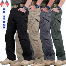 Men's Olive Green Cotton Cargo Pants with Drawstring Waist, Size XXL — listing 3