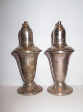 Vintage Weighted Sterling Silver Salt & Pepper Shaker Set, Bell Form with Finial Tops — listing 2